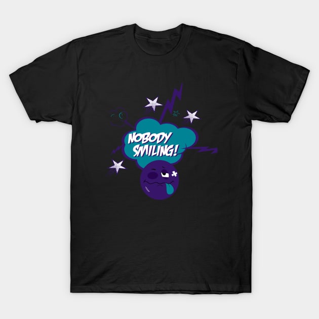 Nobody Smiling Emoji Grape T-Shirt by StayHungryCo